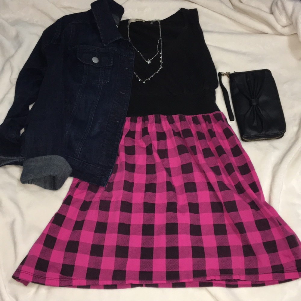 Black and pink plaid shirt/dress